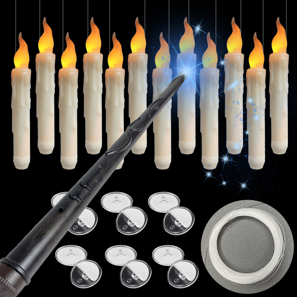 Candle Wick - Bougies coniques sans flamme ivoire scintillantes